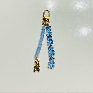 Blue Beaded Gummy Bear Bag Charm Keychain